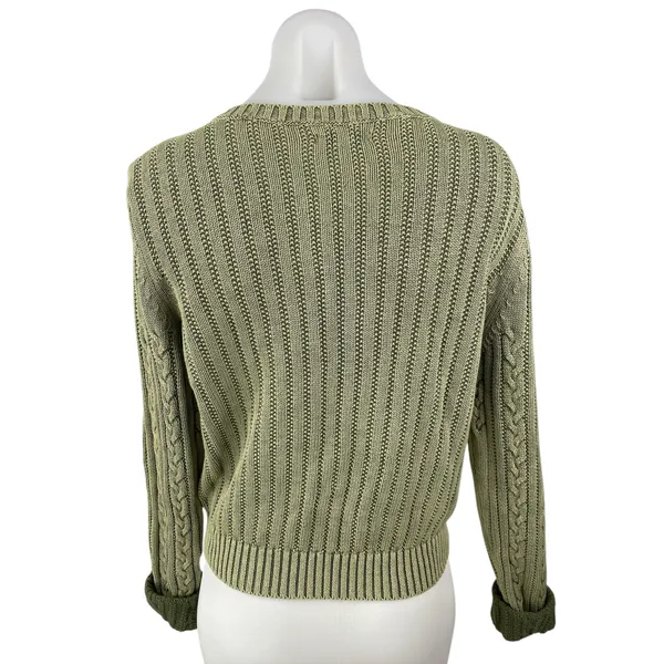 American Eagle Cable Knit Crew Neck Long Sleeve Button Cardigan Sweater Top Sz L - Image 2