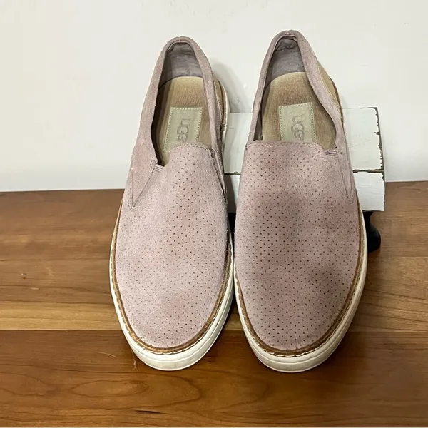 UGG Bren Perforated Suede Slip‎ On Sneakers Mauve Pink 1018375 Womens 7 - Image 3