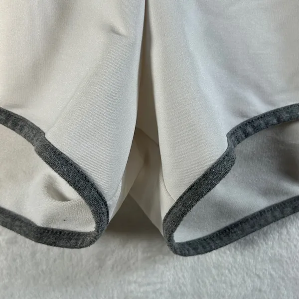 Forever‎ 21 Athletic Shorts White Grey Trim Dolphin Hem Women's Size L - Image 4