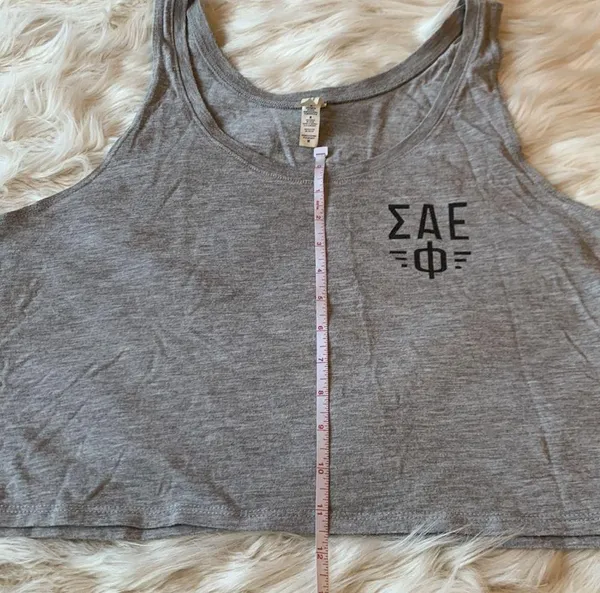 Bella Canvas SAE and Alpha Phi Spring Fling Cropped Tank Top Size Medium - Image 5
