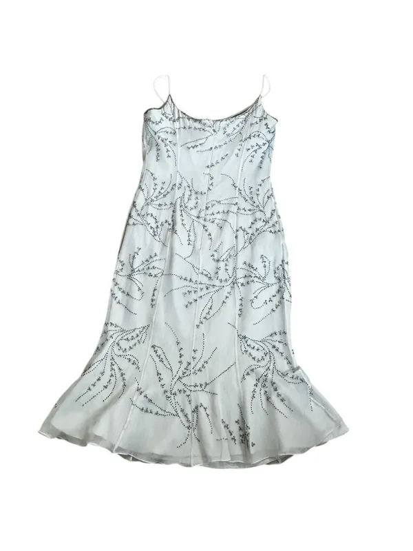 Le Gala By Mon Cheri Gray Silk Beaded Dress Size 8 Cocktail Party Prom Evening - Image 3