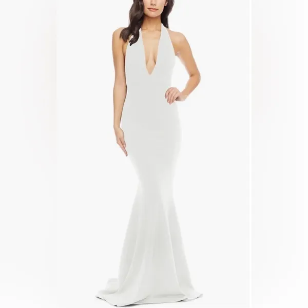 NWOT Dress The Population Camden Mermaid Hem halter white Gown sz XS - Image 3