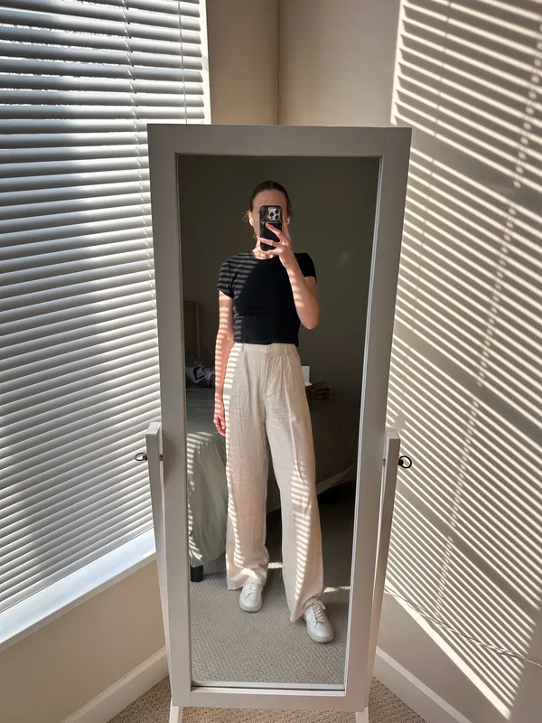 Abercrombie Sloane Linen Blend Tailored Wide Leg Pant - Image 15