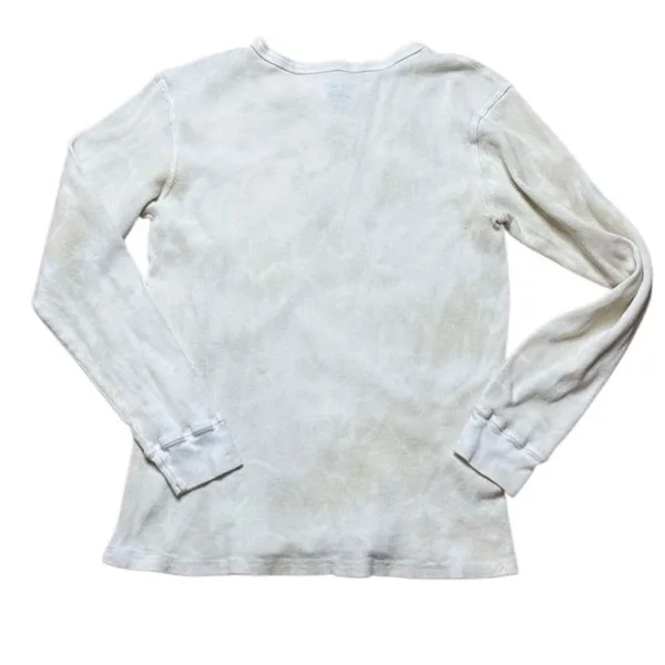 FU Boys Lie Waffle Knit Long sleeve Henley white and tan tie dye one size - Image 2