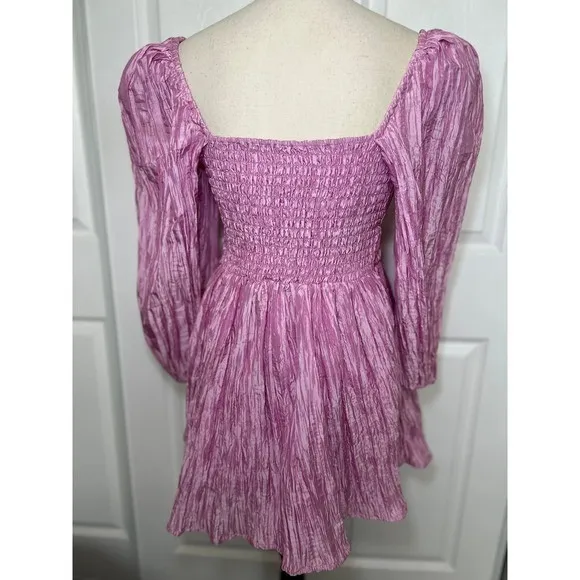 Lovers + Friends Take Me Out Mini Dress Pink Ribbed Taffeta Corset Lace Up Small - Image 3