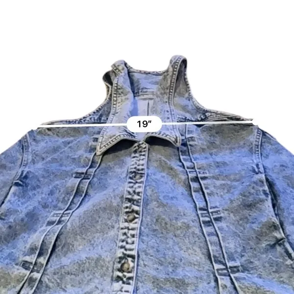 Free People‎ Katie Denim Mini Dress Small Acid Wash Halter Button Front Boho - Image 7