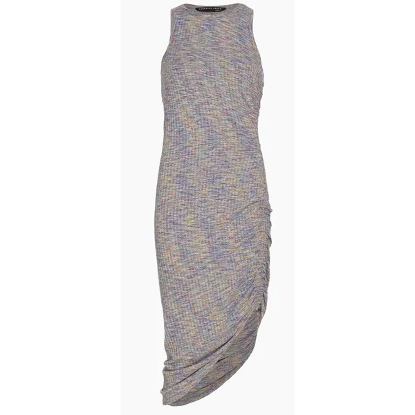 Veronica Beard‎ Haylee Rib-Knit Ruched Midi-Dress Multicolored - Image 5