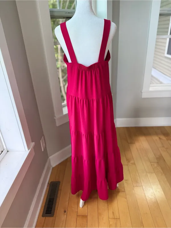 Max Studio Red Tiered Maxi Dress Size Small - Image 4