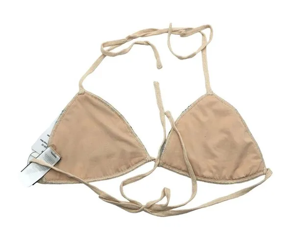 Cotton On Body Crochet Triangle Bikini Swim Top Bonnie Stripe Beige Blue Size M - Image 4