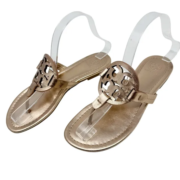 Tory Burch Miller Leather Thong Sandal Rose Gold Metallic Flat Flip Flop 6.5 - Image 4