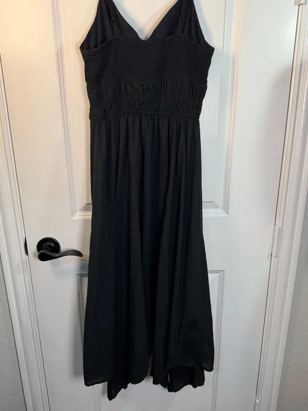 Dizzy Lizzy Black Smocked Waist Cotton Midi Dress Size M - Image 4