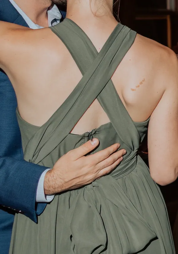 Birdy Grey Grace Dress Chiffon Olive with Slit - Image 4