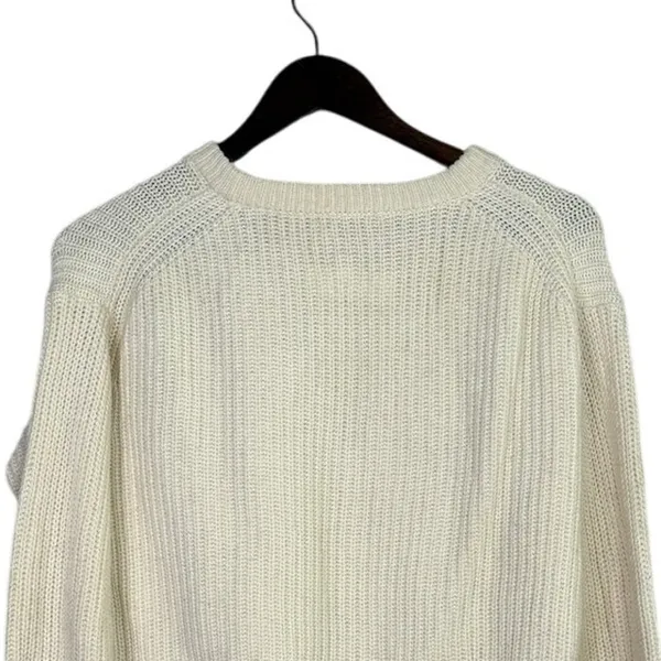 J. Crew Wool Blend Cable Knit Relaxed Fit Long Sleeve Crew Neck Sweater XS Cream - Image 5