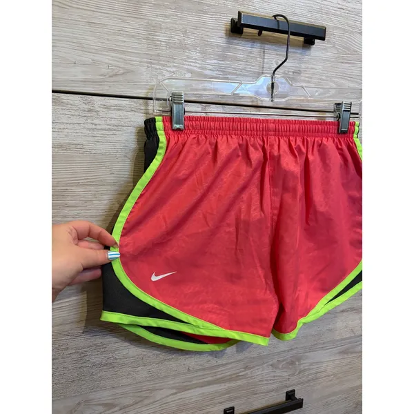 Nike Dri-FIT Tempo Running Shorts Women Small Pink Black Neon Green Athletic - Image 2