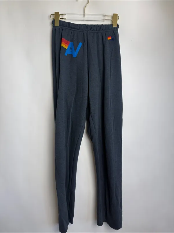 Aviator Nation Rainbow Logo Charcoal Cozy Sweatpants Size Small - Image 3