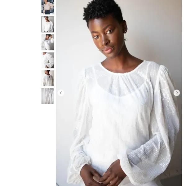 Eva Franco Sheer Sequined Blouse White - Image 3