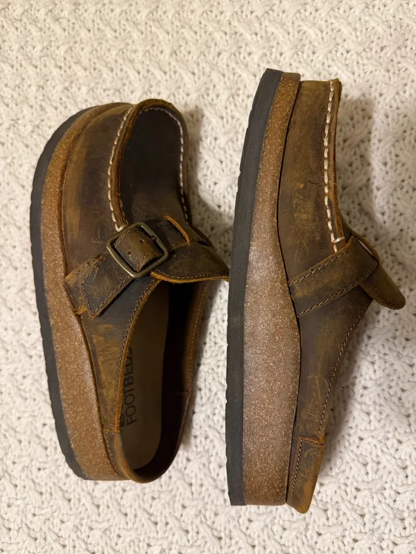 White Mountain Footbeds Brown Leather Slip-On Clogs Womens 6 - Image 7