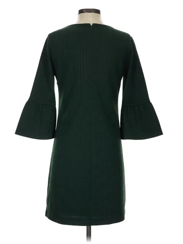 Banana Republic Women's Size 4 Dress Dark Green Textured‎ Holiday Bell Sleeve - Image 2