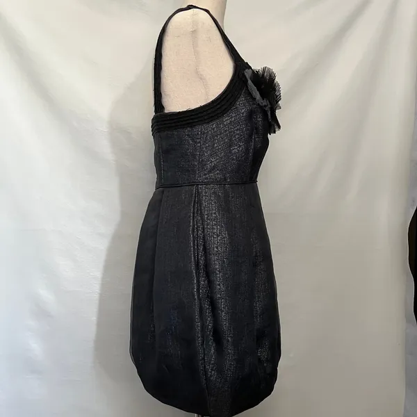 BCBGMaxAzria Runway Y2K Bubble Skirt Dress Sz 4 Goth HOCO Glam Metallic Coquette - Image 3