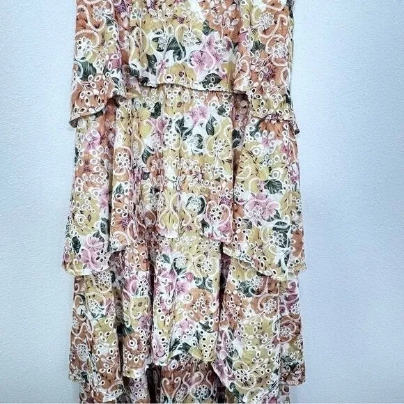 En Saison Pastel Eyelet Midi Dress Ruffle Sleeve Light‎ Pastel Yellow NWT - Image 5