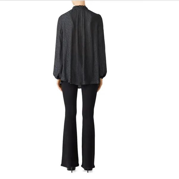 Show Me Your Mumu Small Black Satin Jacquard Print Shirt Indie Sleaze 90s Grunge - Image 2