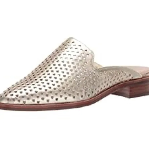 NEW Franco Sarto Aimee Gold Loafer Mule Slip On Eyelet Detail Comfort 7.5 - Image 3