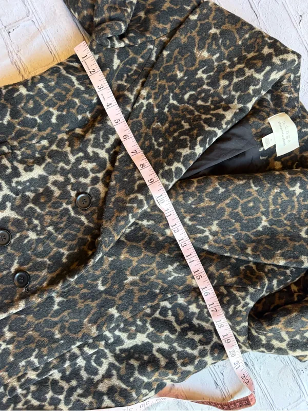 The Hinge Double-Breasted Leopard Car Coat Pea Animal Print Womens Small Classic - Image 10