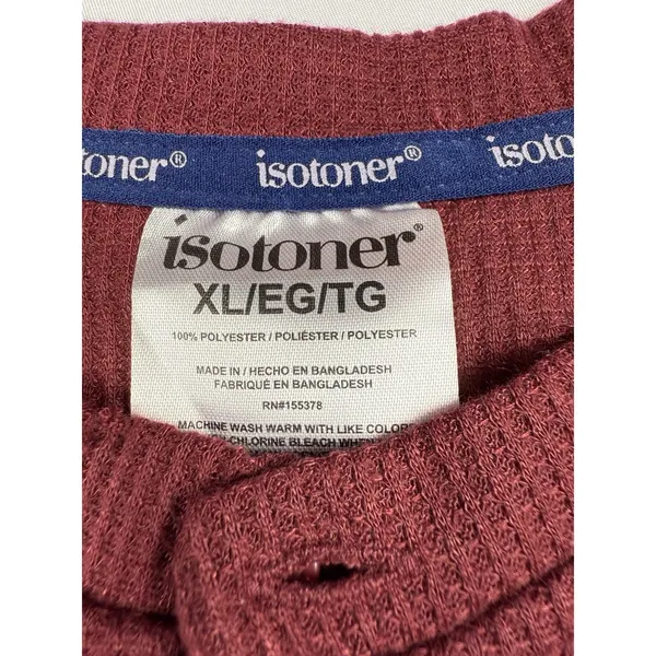 Isotoner Men's Size XL PJ Sleep Set Henley‎ Thermal Top Fleece Pants Plaid Cozy - Image 2