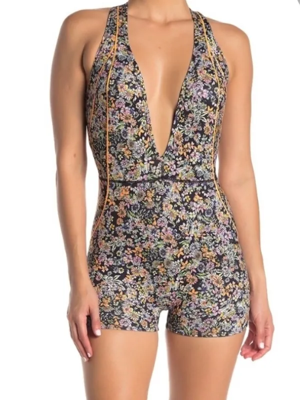 Free People Movement Eden Performance Onesie Ditsy Floral Print Romper - Image 4