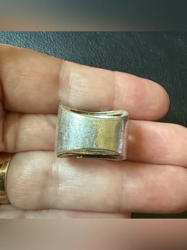 Silver Tone Stacked Band Ring Size 8.5 - Image 3