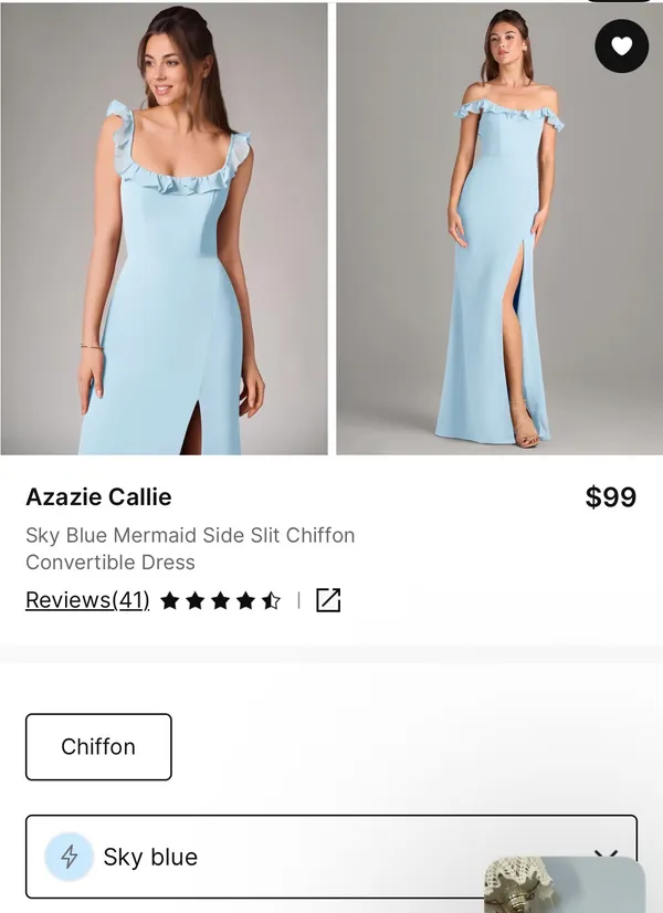 Azazie Bridesmaid Dress Chiffon - Image 2