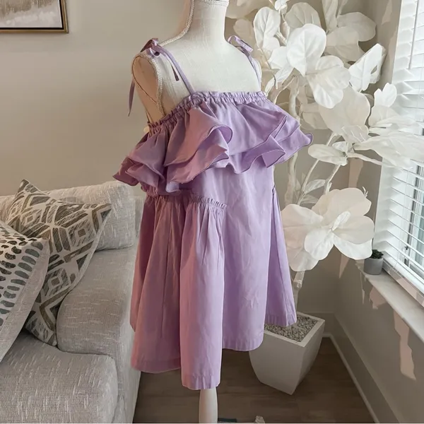 Free People Have A Thing For You Lavender Ruffle Strap Mini Dress - Image 6