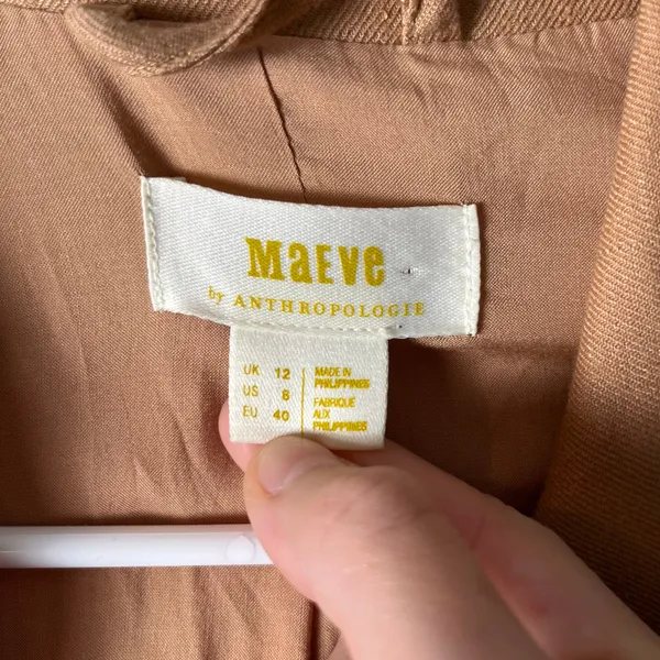 Maeve‎ Anthropologie Oversized Double Breasted Blazer Jacket Size 8 Linen Blend - Image 4