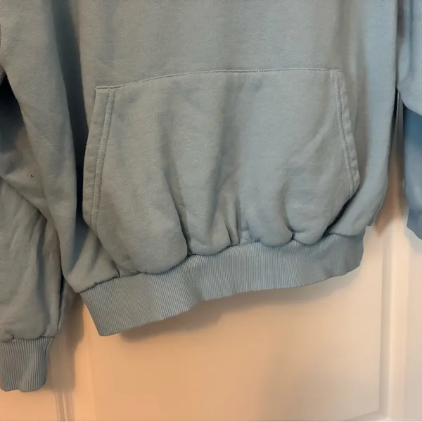 Women Blue Pacific Republic hoodie with black writing. Size M #amoremotion - Image 4
