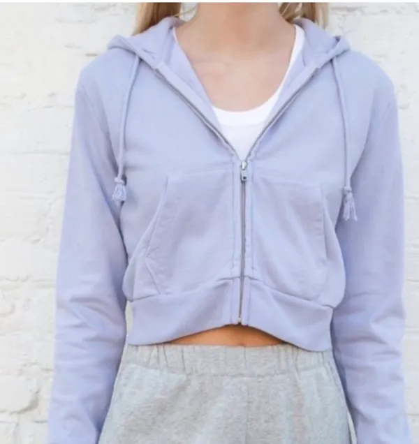 Brandy Melville Light Blue Zip-Up Hoodie - Image 2