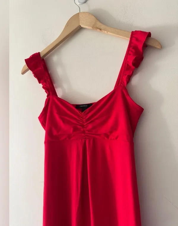 Forever 21 Red Ruffle Sleeve Flowy Mini Dress - Image 2