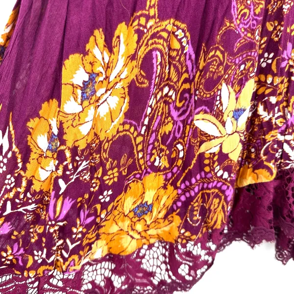 Intimately Free People Size XS Sleeveless Slip Dress Purple‎ Lace Floral Print - Image 4