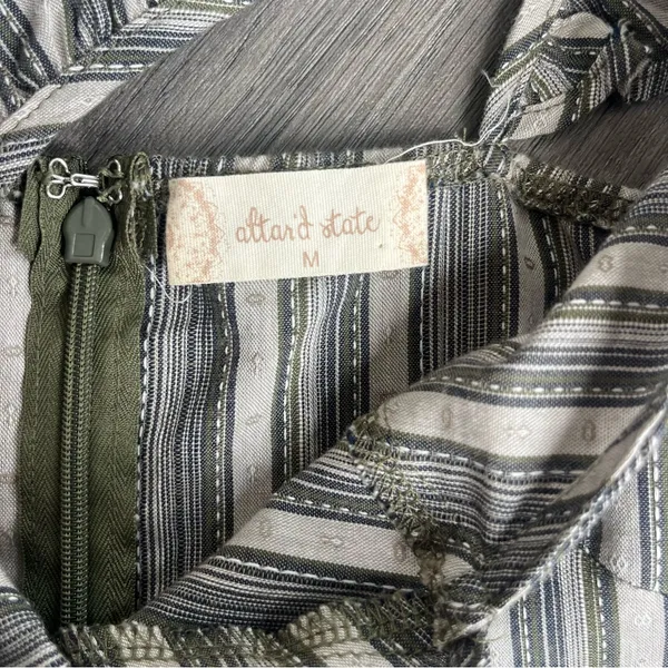 Altar'd State Green Striped Ruffle Sleeveless Mini Dress, Size M - Image 4