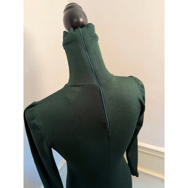 Vintage Celle by Lucy Harley Emerald Green Knit Maxi Dress Mock Turtleneck Gown - Image 6