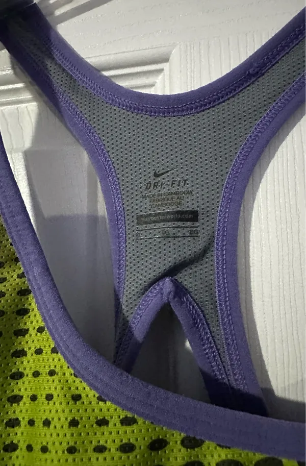Nike Womens Purple Green Dri-Fit Polka Dot Shelf Bra Activewear Tank Top XL - Image 4