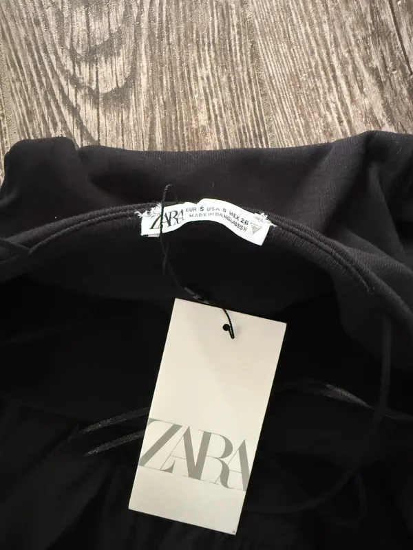 ZARA Women Mixed Rib Poplin Balloon Dress - Image 3