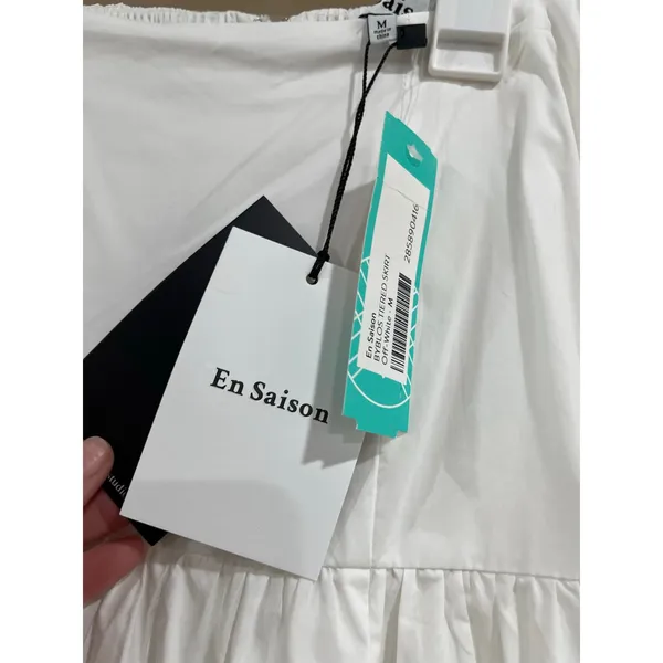 En Saison Byblos White Eyelet Tiered Midi‎ Skirt Cotton Boho Sz M NWT - Image 8