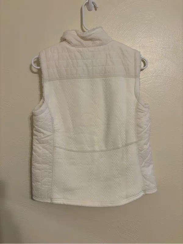 Talbots Petite Small Sherpa Lined Quilted Zip Vest White Cozy Fleece SP - Image 8