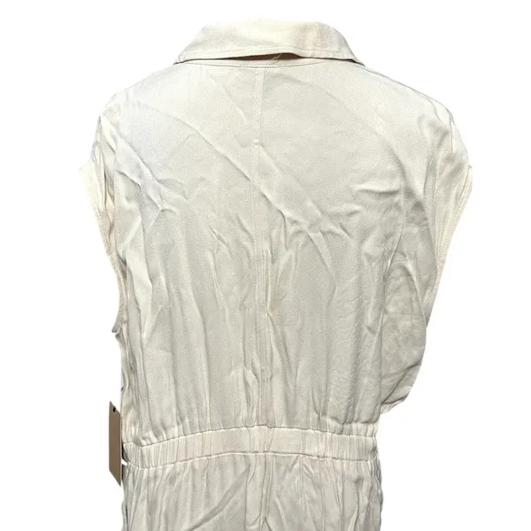 Halogen Midi Wrap Dress Notch Lapel Sleeveless Elastic Waistband Cream W 1X NWT - Image 6