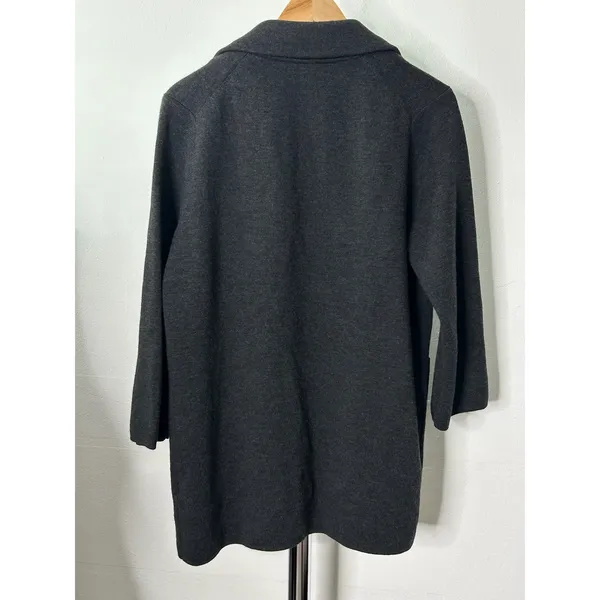 J.Crew Sweater Blazer Charcoal Gray 100% Merino Wool Open Front G7746 S - Image 3