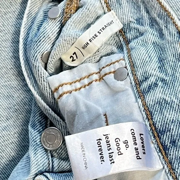 PacSun Light Wash High Rise Straight Button Fly Jeans 27‎ Cotton Casual Academic - Image 5