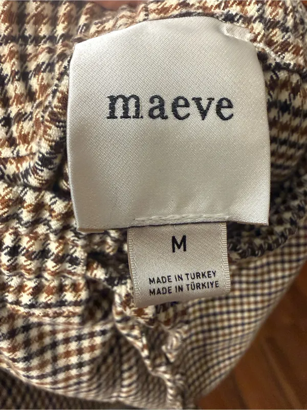 Anthropologie Maeve Classic Women's Houndstooth Wide-Leg Pants in Tan NWOT - Image 8