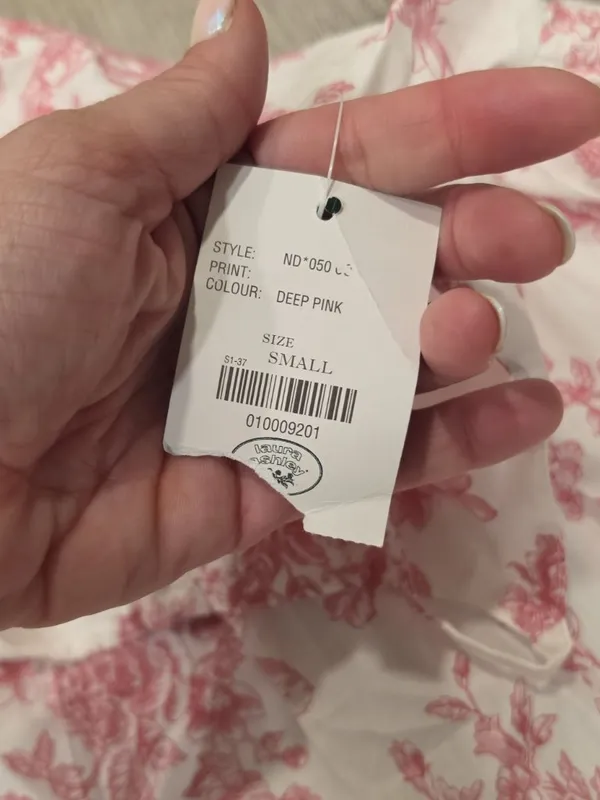 Laura Ashley NWT Floral White & Pink Sleeveless Cotton Dress With Ruffle small - Image 5
