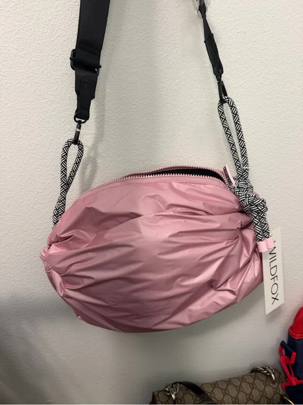 Wildfox Dusty Pink Drawstring Crossbody Bag - Image 3