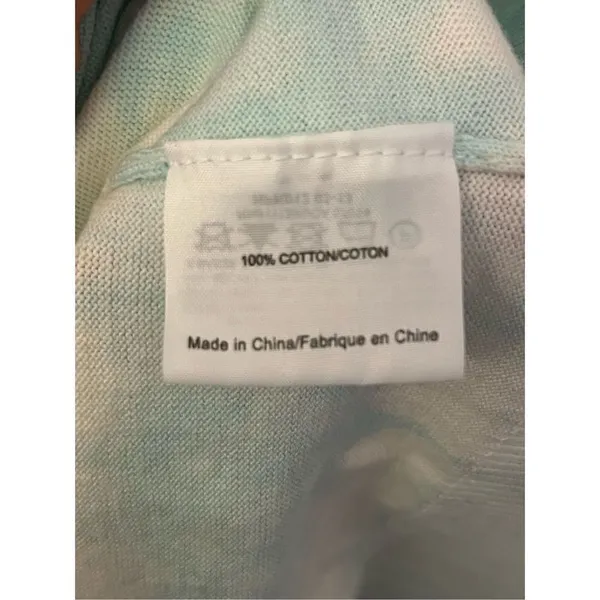 Tory Burch Theo Cardigan Mint White Shibori Tie Dye Striped L - Image 4